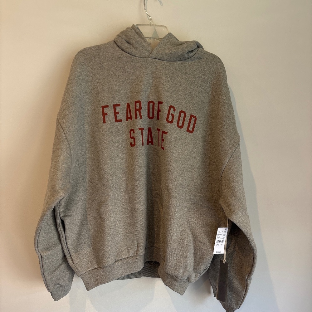 Fear of God State Heather Grey Oversized Heavyweight Hoodie Mens Large